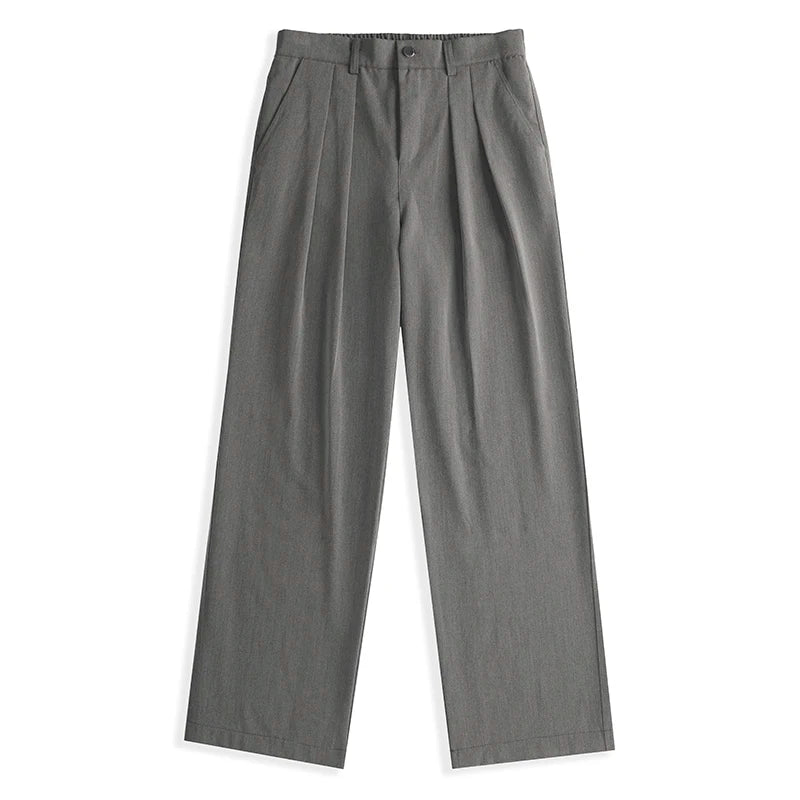 Men's Straight Suit Pants High Street Ultra Soft Draped Cut Wide-Leg Business Casual Office Pants Loose Straight Dress Trousers