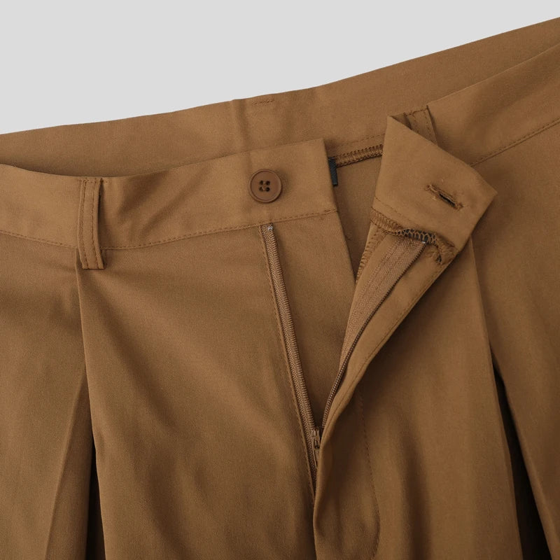 INCERUN Men Sets Solid Color Elegant Long Sleeve Crop Blazer & Wide Leg Pants 2PCS Streetwear Loose Fashion Casual Men's Suits