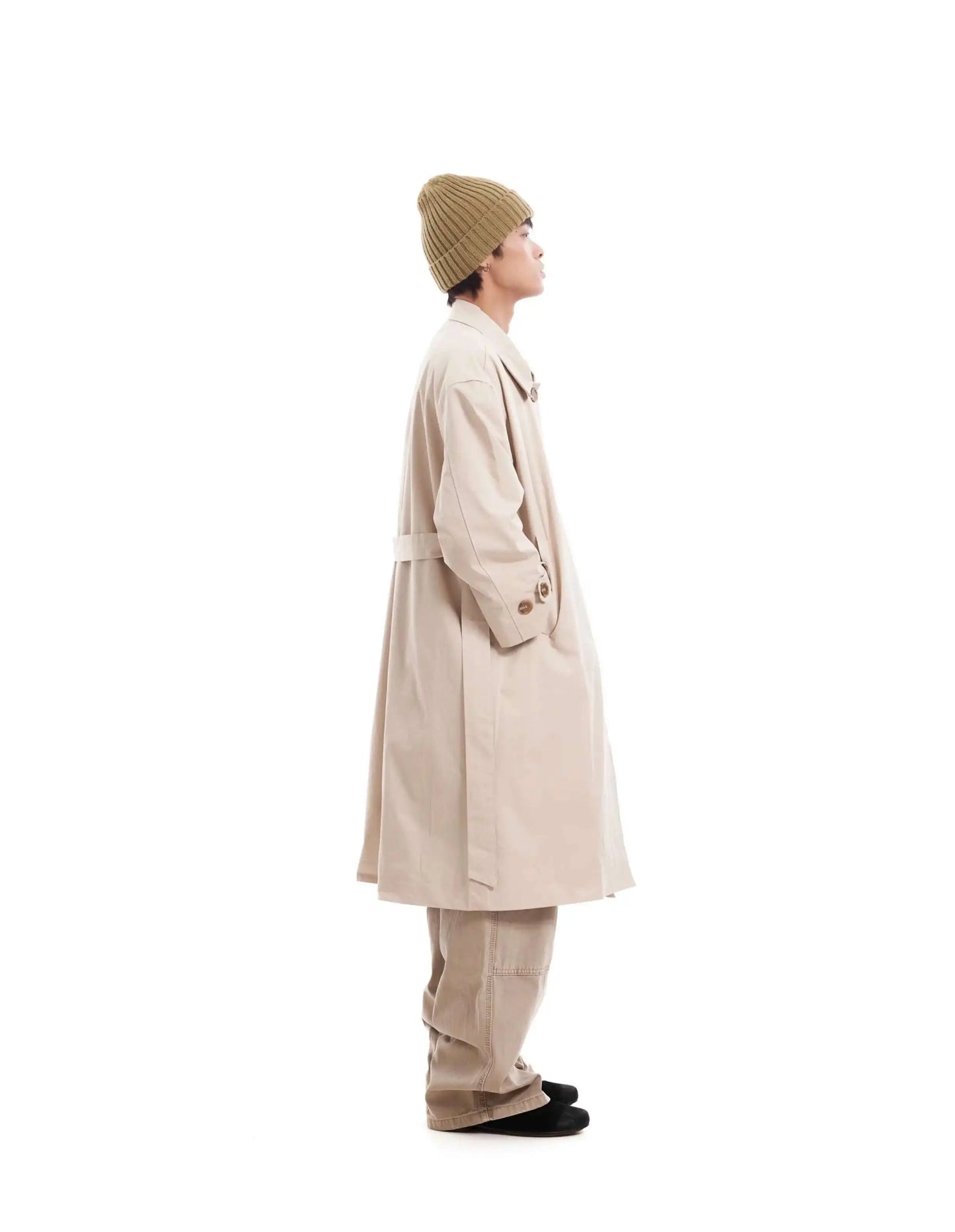 PFNW Korean Casual Temperament British Style Vintage Loose Lapel Trench Spring 2025 New Beige Medium-length Coats Tide 28W5983