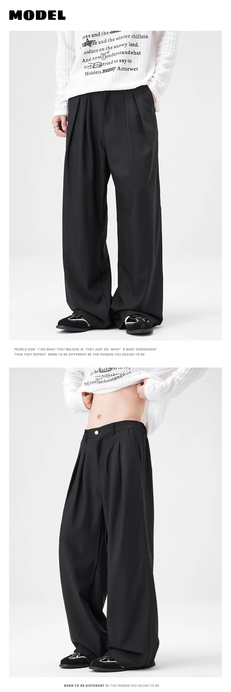 Men's Straight Suit Pants High Street Ultra Soft Draped Cut Wide-Leg Business Casual Office Pants Loose Straight Dress Trousers