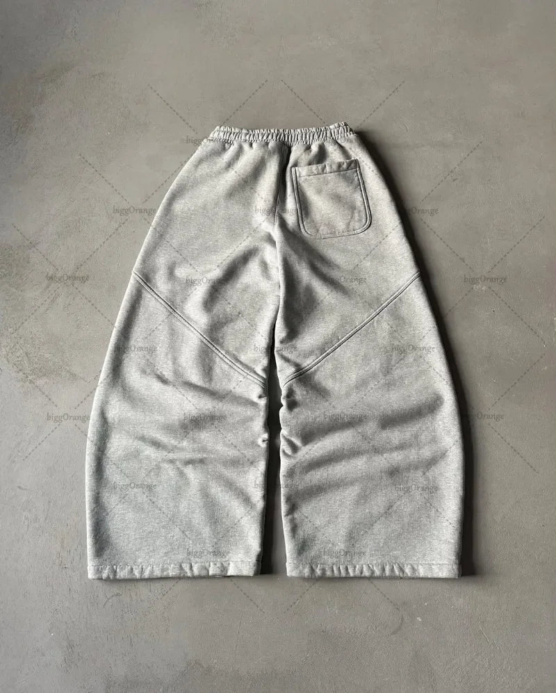 New High Street Trend Brand Streetwear Jogger American Retro Harajuku Oversized Sweatpants Gray Casual Loose Pants Men Clothing