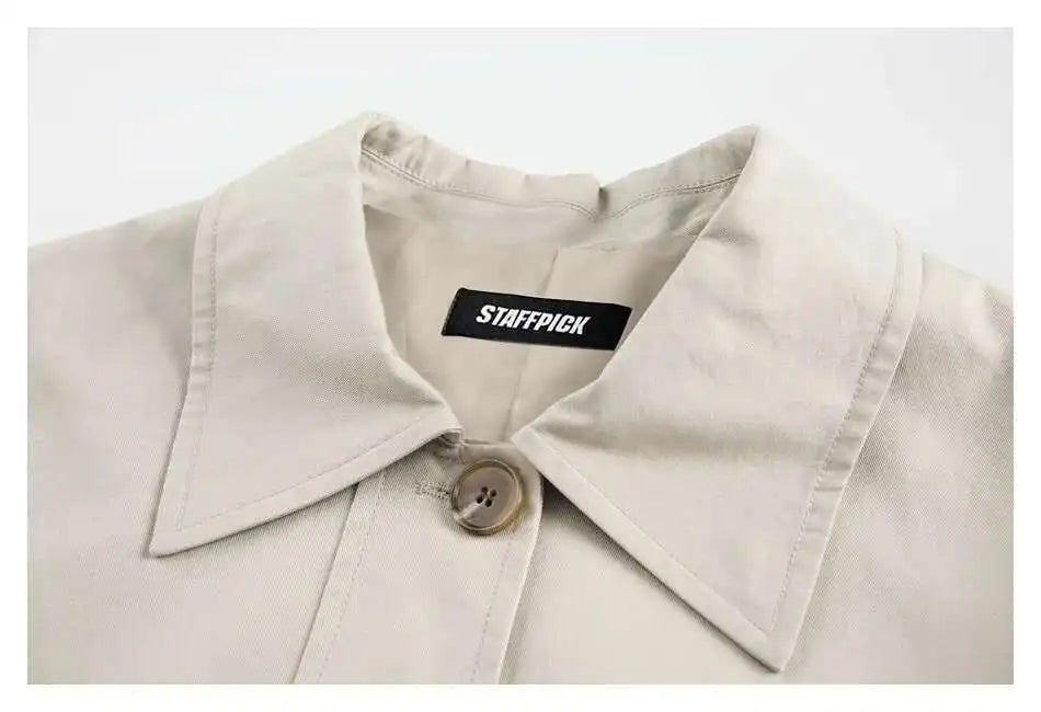 PFNW Korean Casual Temperament British Style Vintage Loose Lapel Trench Spring 2025 New Beige Medium-length Coats Tide 28W5983
