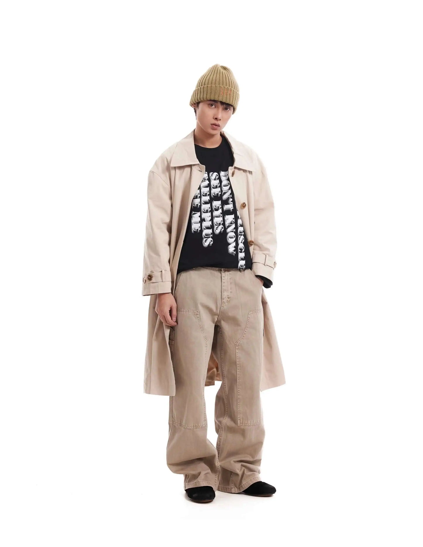 PFNW Korean Casual Temperament British Style Vintage Loose Lapel Trench Spring 2025 New Beige Medium-length Coats Tide 28W5983