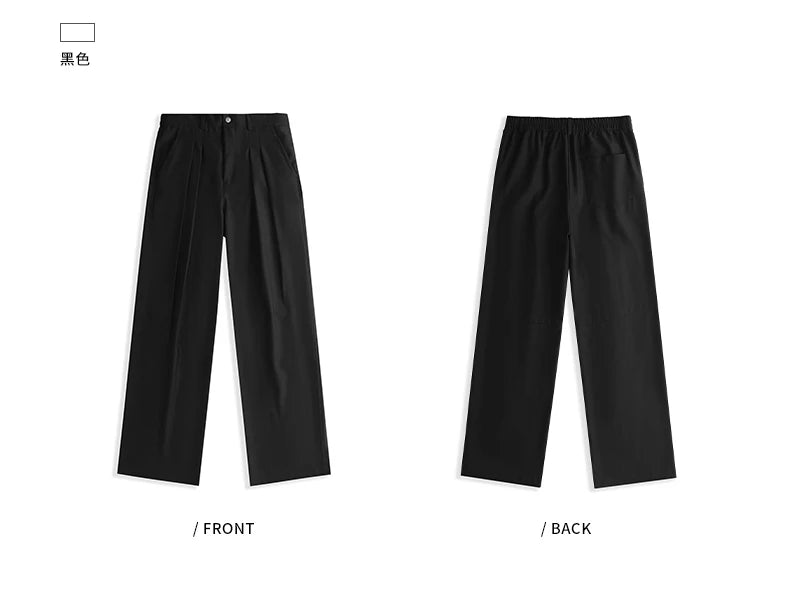 Men's Straight Suit Pants High Street Ultra Soft Draped Cut Wide-Leg Business Casual Office Pants Loose Straight Dress Trousers