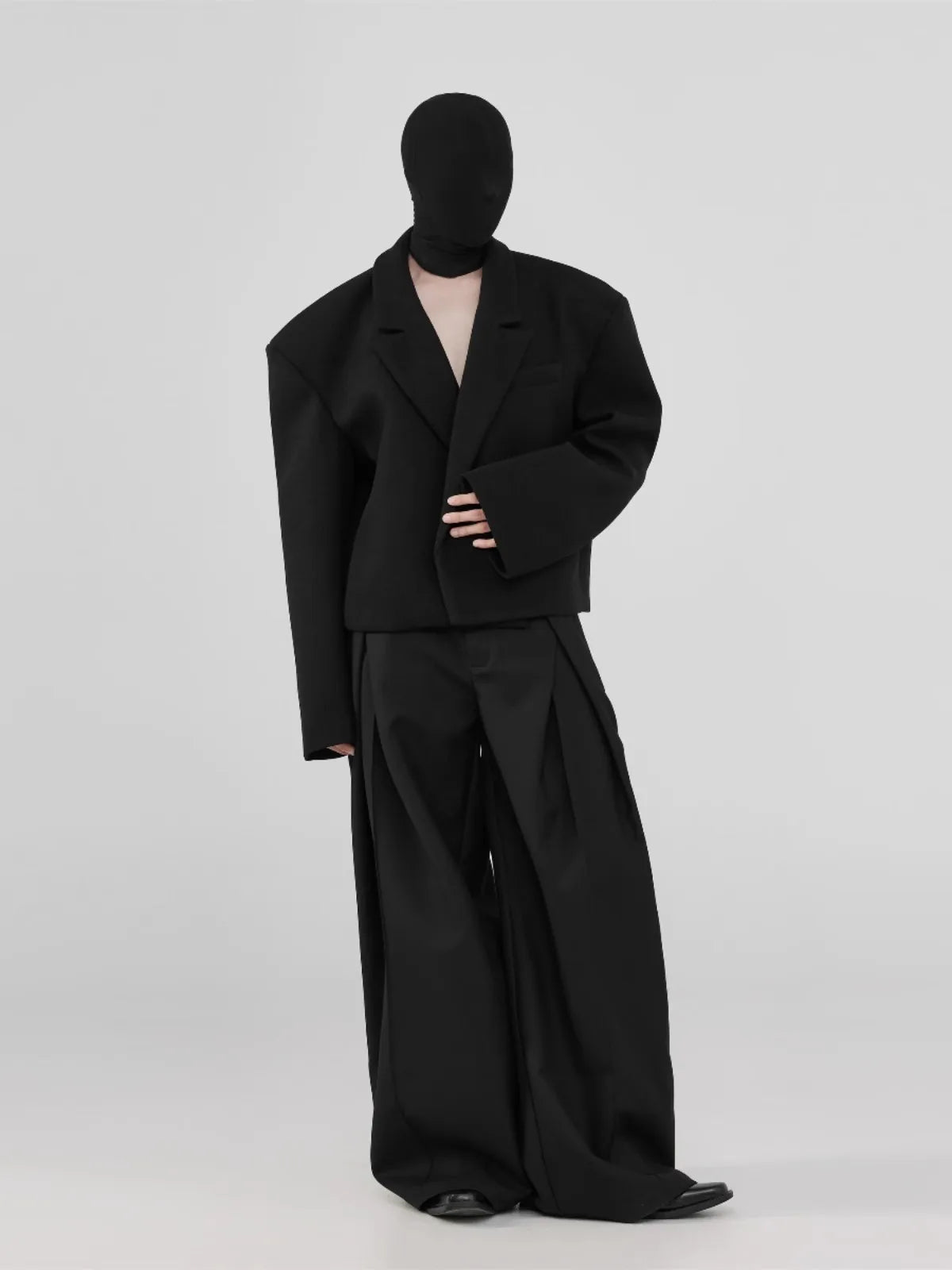 Mauroicardi Spring Autumn Cool Long Black Baggy Wide Leg Pants for Mens Elegant Chic Loose Casual Luxury Designer Clothes 2025