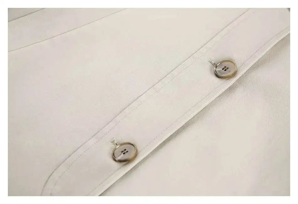 PFNW Korean Casual Temperament British Style Vintage Loose Lapel Trench Spring 2025 New Beige Medium-length Coats Tide 28W5983