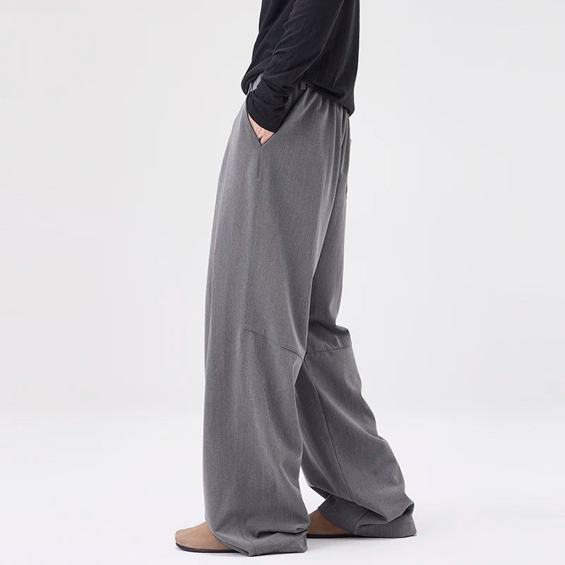 Men's Straight Suit Pants High Street Ultra Soft Draped Cut Wide-Leg Business Casual Office Pants Loose Straight Dress Trousers