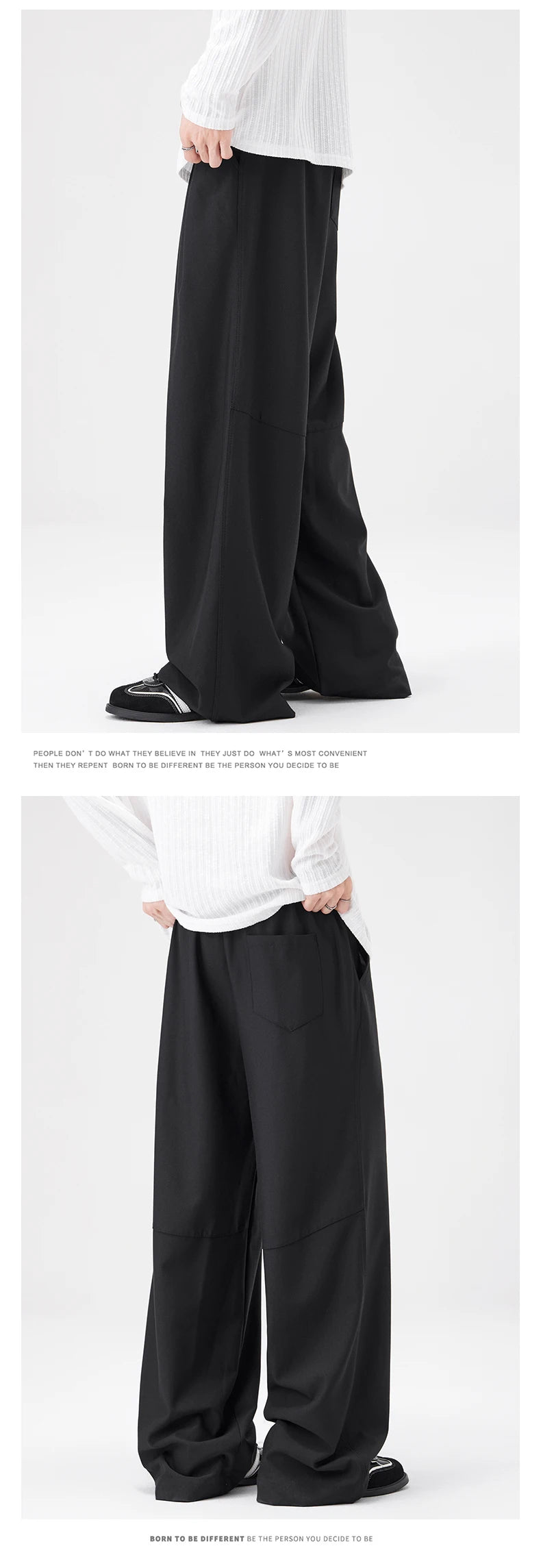 Men's Straight Suit Pants High Street Ultra Soft Draped Cut Wide-Leg Business Casual Office Pants Loose Straight Dress Trousers
