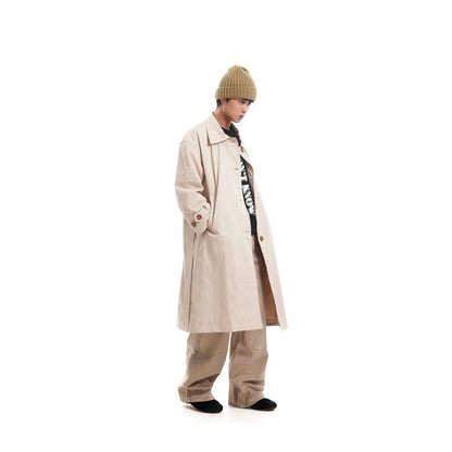 PFNW Korean Casual Temperament British Style Vintage Loose Lapel Trench Spring 2025 New Beige Medium-length Coats Tide 28W5983
