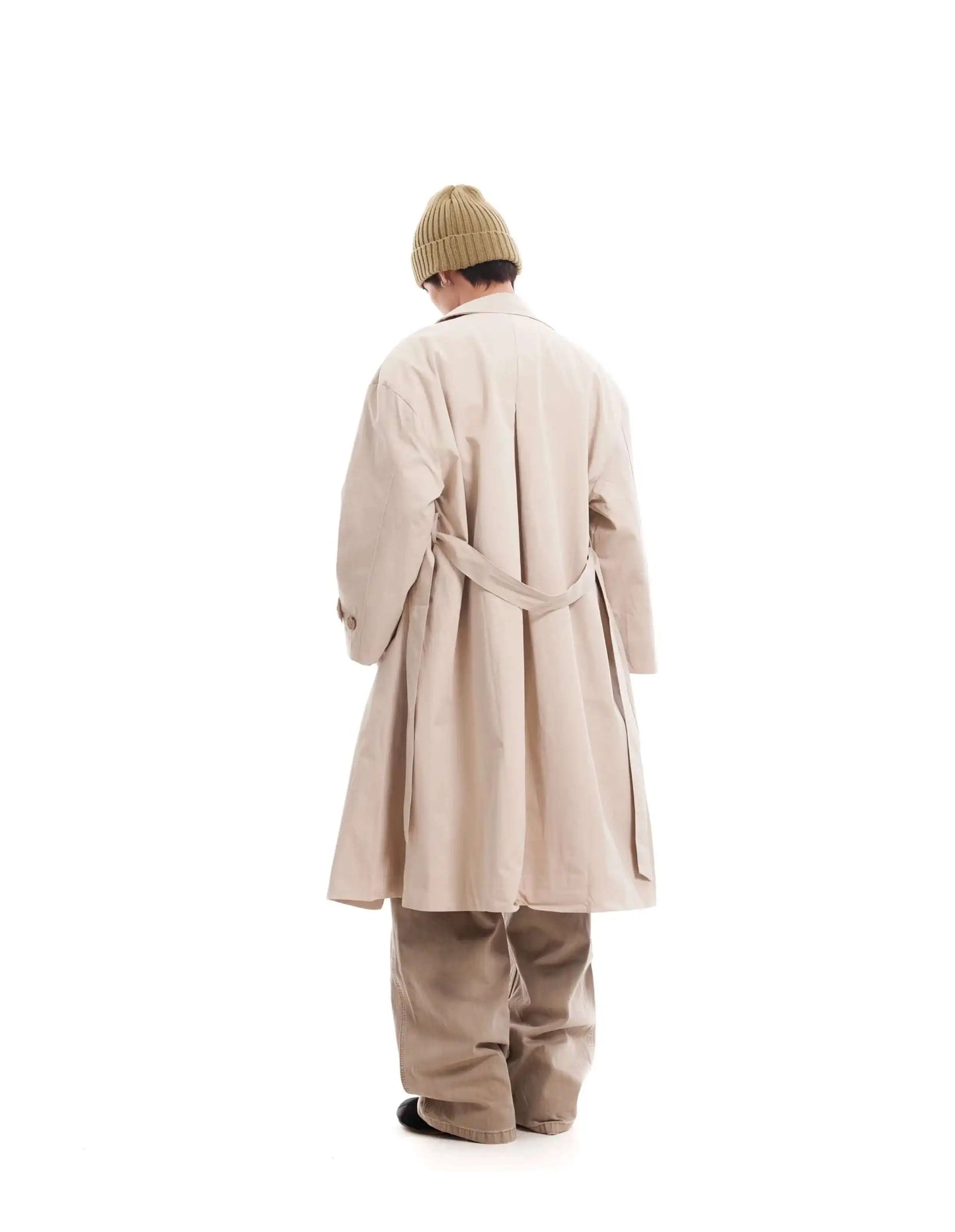 PFNW Korean Casual Temperament British Style Vintage Loose Lapel Trench Spring 2025 New Beige Medium-length Coats Tide 28W5983