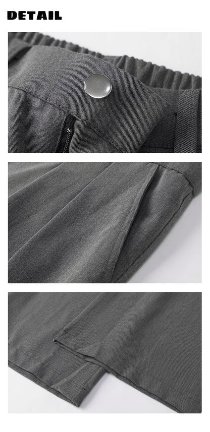 Men's Straight Suit Pants High Street Ultra Soft Draped Cut Wide-Leg Business Casual Office Pants Loose Straight Dress Trousers