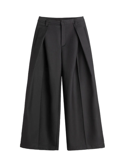 Mauroicardi Spring Autumn Cool Long Black Baggy Wide Leg Pants for Mens Elegant Chic Loose Casual Luxury Designer Clothes 2025