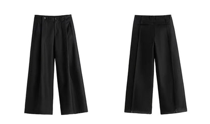 Mauroicardi Spring Autumn Long Loose Casual Baggy Flowy Soft Black Pleated Wide Leg Pants Men Luxury Designer Emo Clothing 2024
