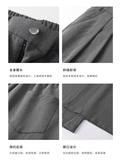 Men's Straight Suit Pants High Street Ultra Soft Draped Cut Wide-Leg Business Casual Office Pants Loose Straight Dress Trousers