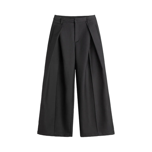 Mauroicardi Spring Autumn Cool Long Black Baggy Wide Leg Pants for Mens Elegant Chic Loose Casual Luxury Designer Clothes 2025