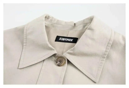 PFNW Korean Casual Temperament British Style Vintage Loose Lapel Trench Spring 2025 New Beige Medium-length Coats Tide 28W5983