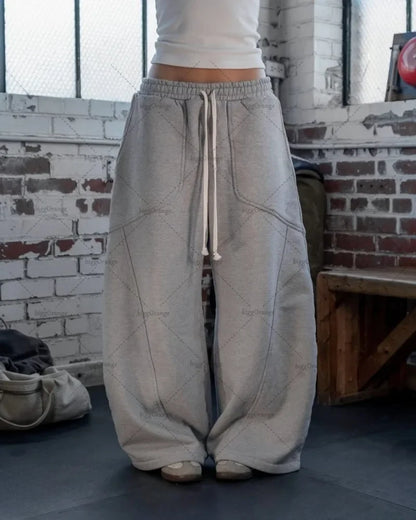 New High Street Trend Brand Streetwear Jogger American Retro Harajuku Oversized Sweatpants Gray Casual Loose Pants Men Clothing