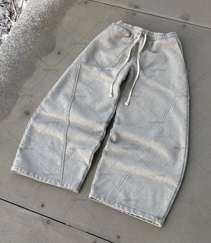 New High Street Trend Brand Streetwear Jogger American Retro Harajuku Oversized Sweatpants Gray Casual Loose Pants Men Clothing