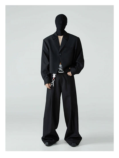 Mauroicardi Spring Autumn Long Loose Casual Baggy Flowy Soft Black Pleated Wide Leg Pants Men Luxury Designer Emo Clothing 2024