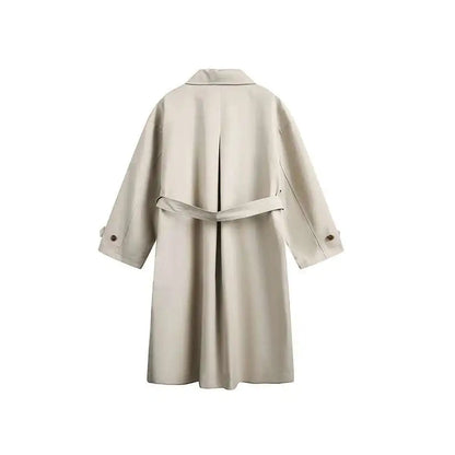 PFNW Korean Casual Temperament British Style Vintage Loose Lapel Trench Spring 2025 New Beige Medium-length Coats Tide 28W5983