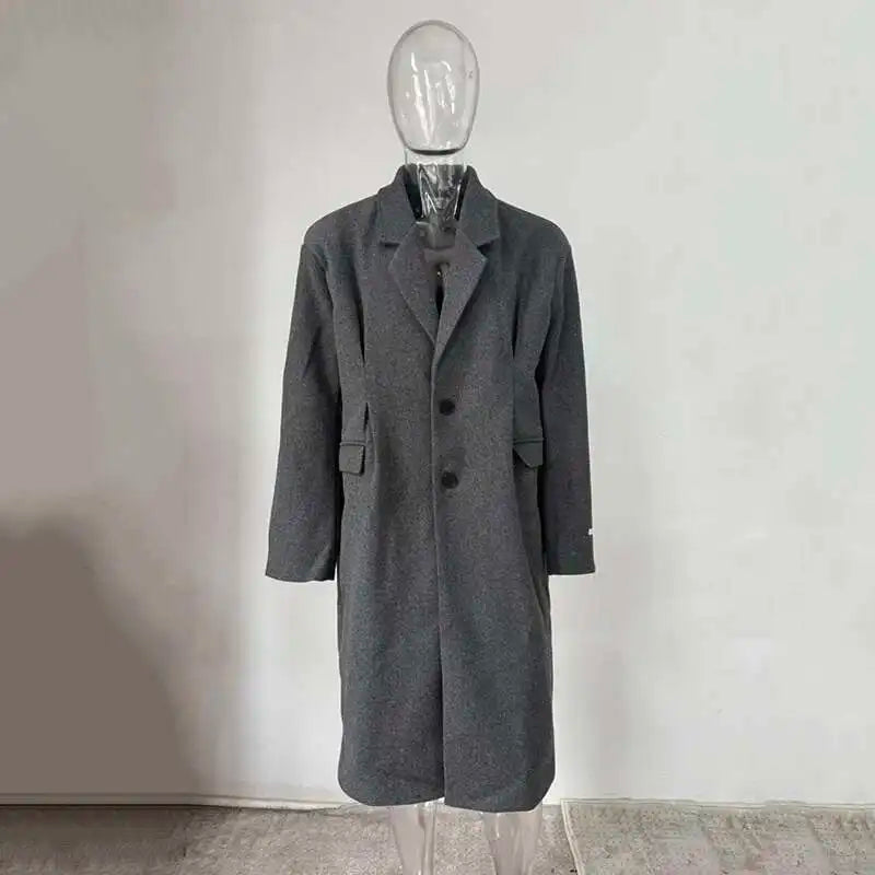 IEFB Korean Style Men's Woollen Coats Single Breasted Solid Color Overknee Thickened Male Windbreakers Spring Tide 2025 9C7831